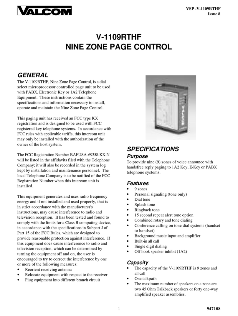 Valcom V-1109RTHF User manual