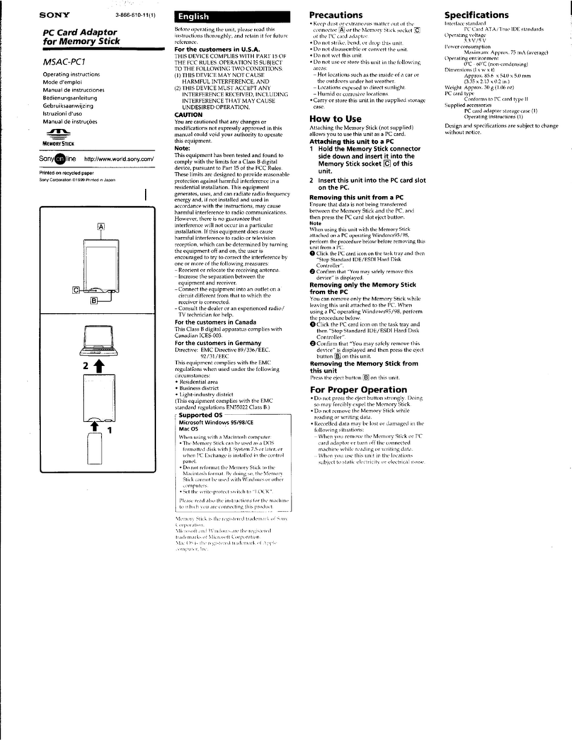 Sony MSAC-PC1 User manual