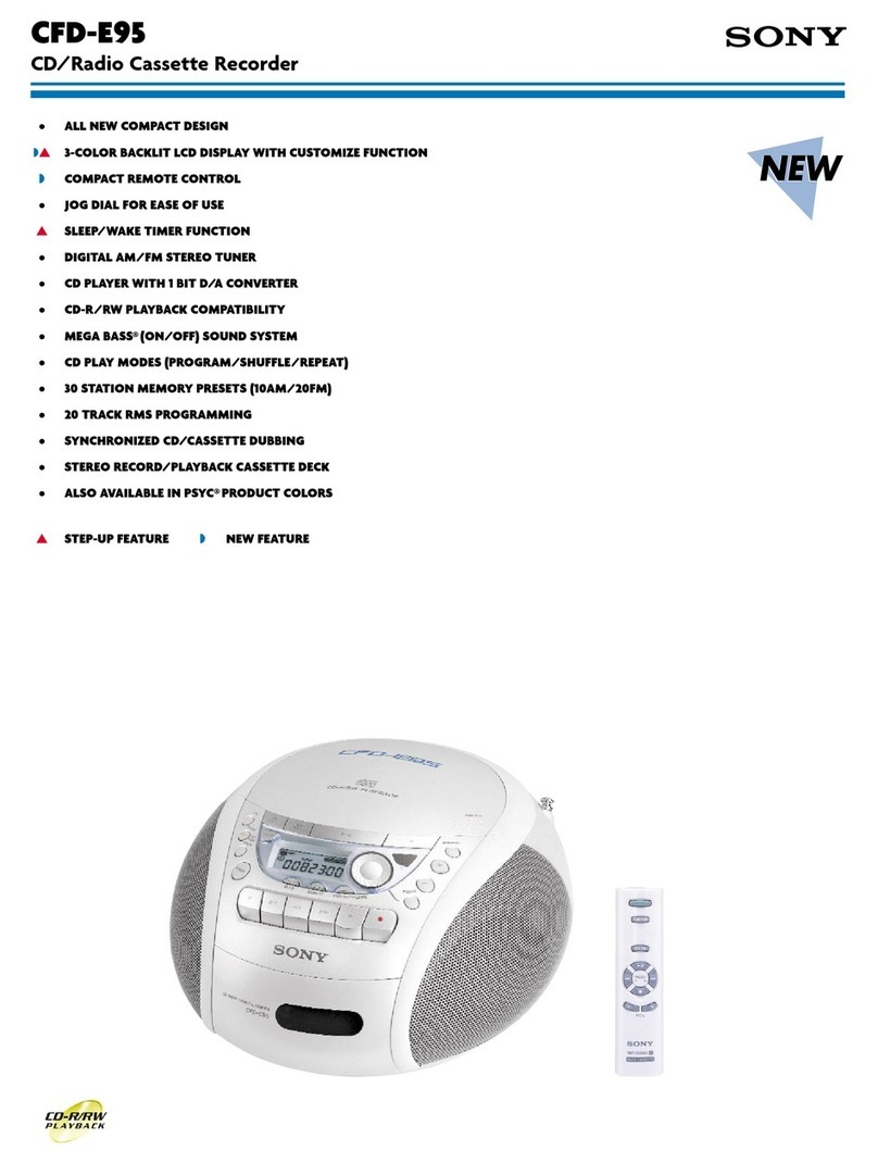 Sony CFD-E95 - Cd Radio Cassette-corder User manual
