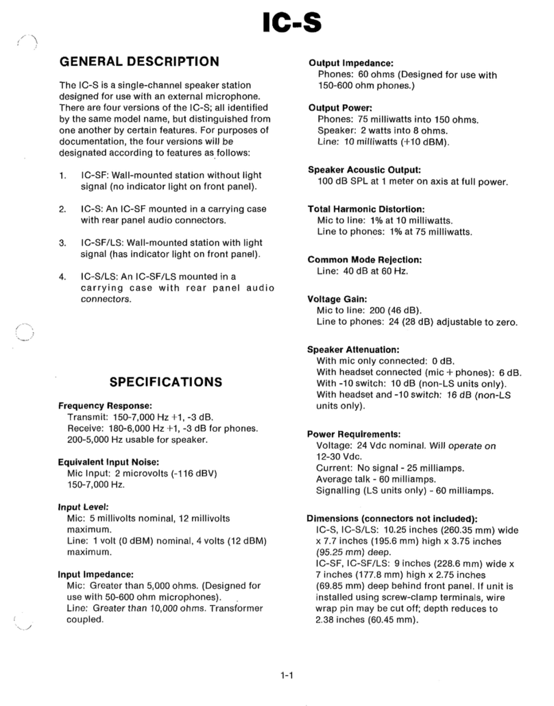 Telex IC-S User manual Telex IC-S User manual