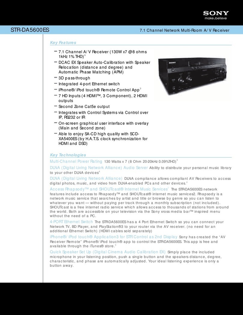 Sony STR-DA5600ES - Multi Channel Av Receiver Owner's manual
