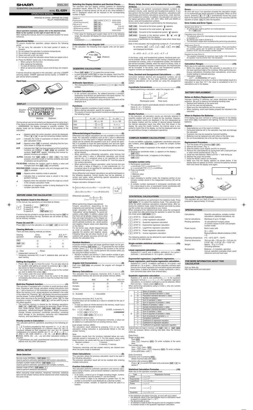 Sharp EL-520V User manual
