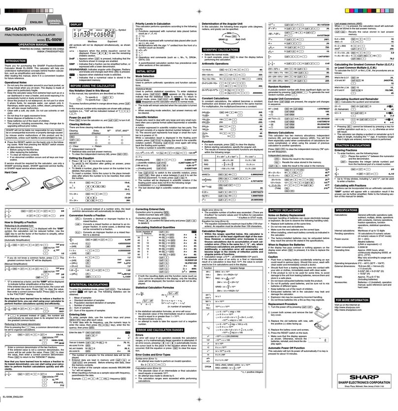 Sharp EL-500W User manual