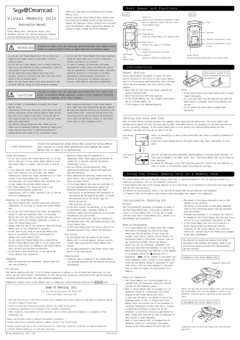 Sega Visual Memory Unit User manual
