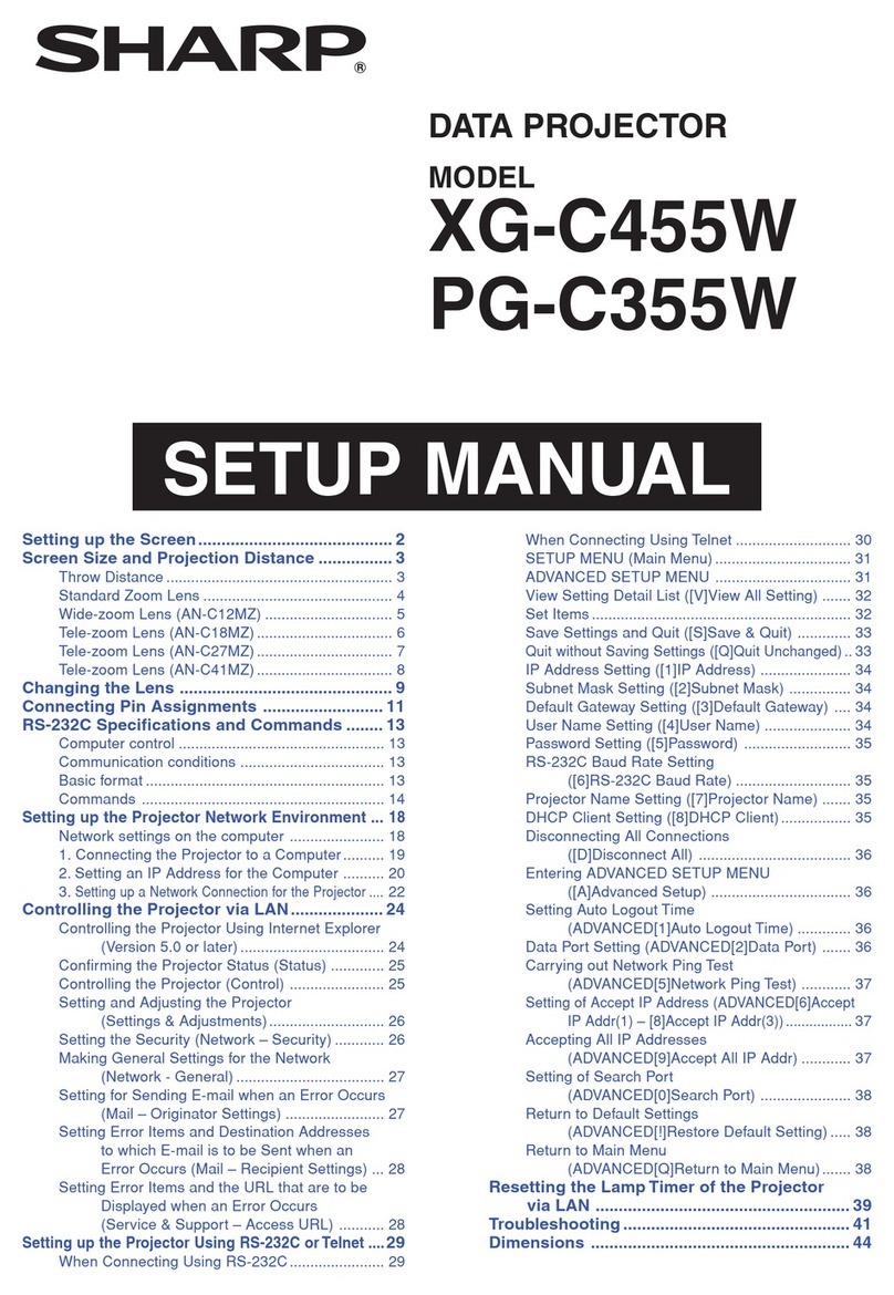 Sharp PG-C355W - Notevision WXGA LCD Projector User guide