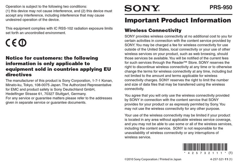 Sony PRS-950SC - Reader Daily Edition&trade User manual