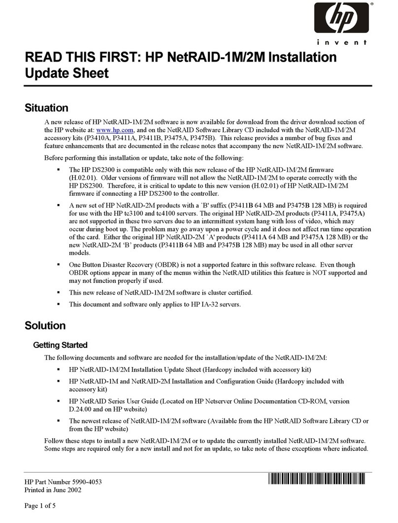 HP P3410A - NetRAID 1M RAID Controller Instruction sheet