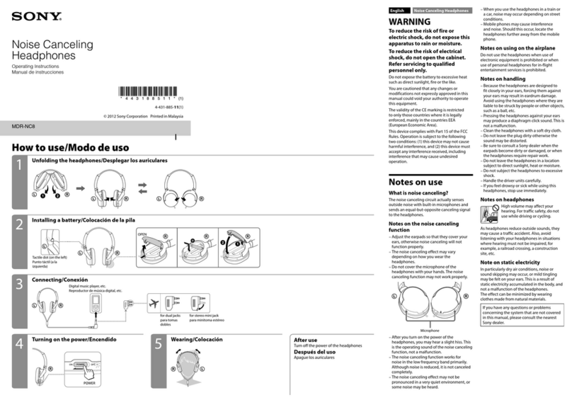 Sony MDR-NC8 User manual