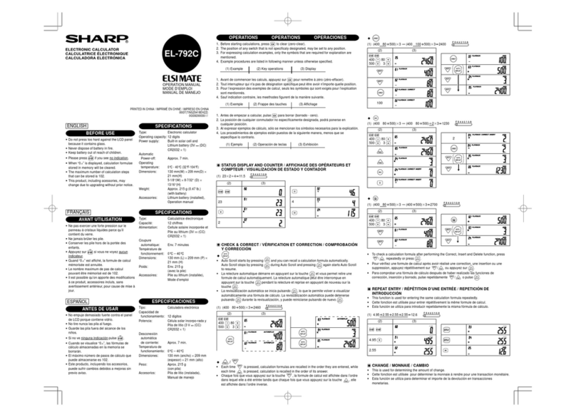 Sharp Elsi Mate EL-792C User manual