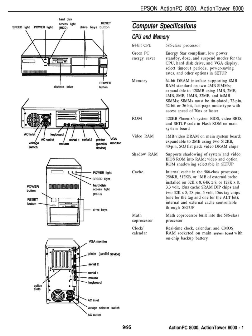 Epson ActionPC 8000 Installation and operation manual