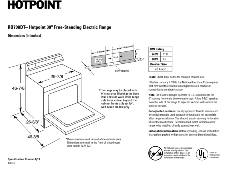 Hotpoint RB790DT User instructions