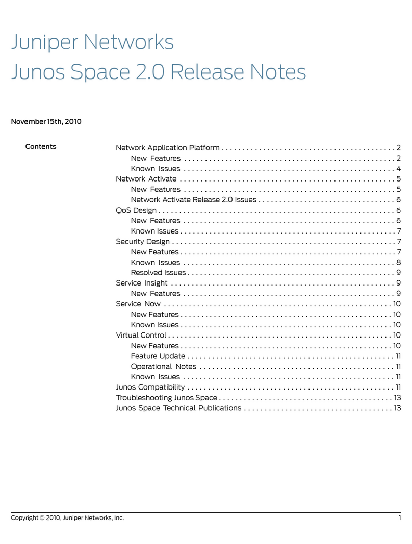 Juniper JUNOS SPACE 2.0 - RELEASE NOTES Instruction Manual