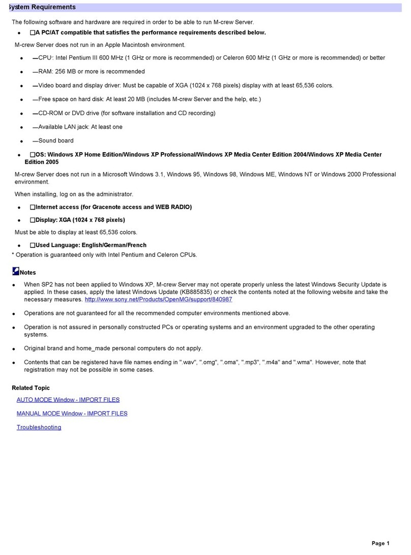 Sony NAS-CZ1 M-Crew User manual