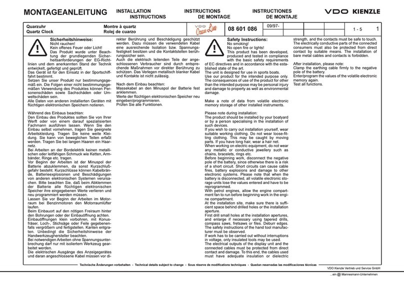 VDO QUARTZ CLOCK User manual