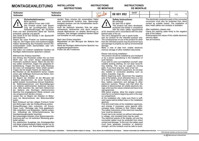 VDO VOLTMETER User manual