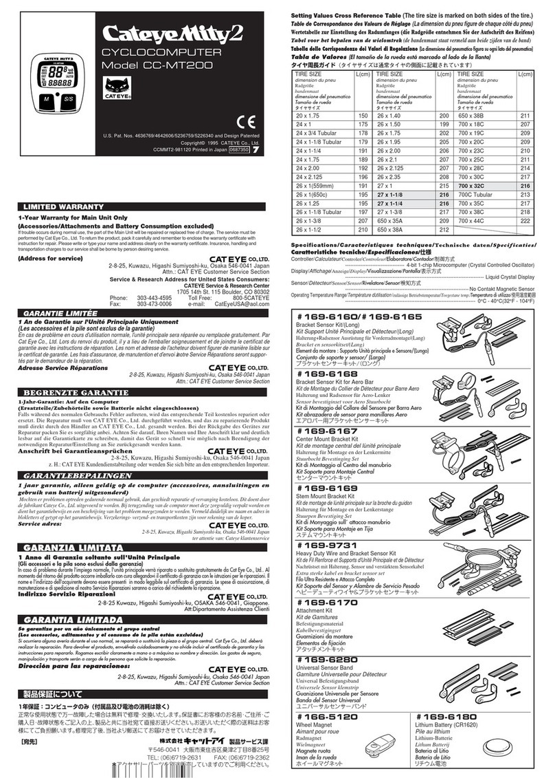 Cateye CC-MT200 User manual