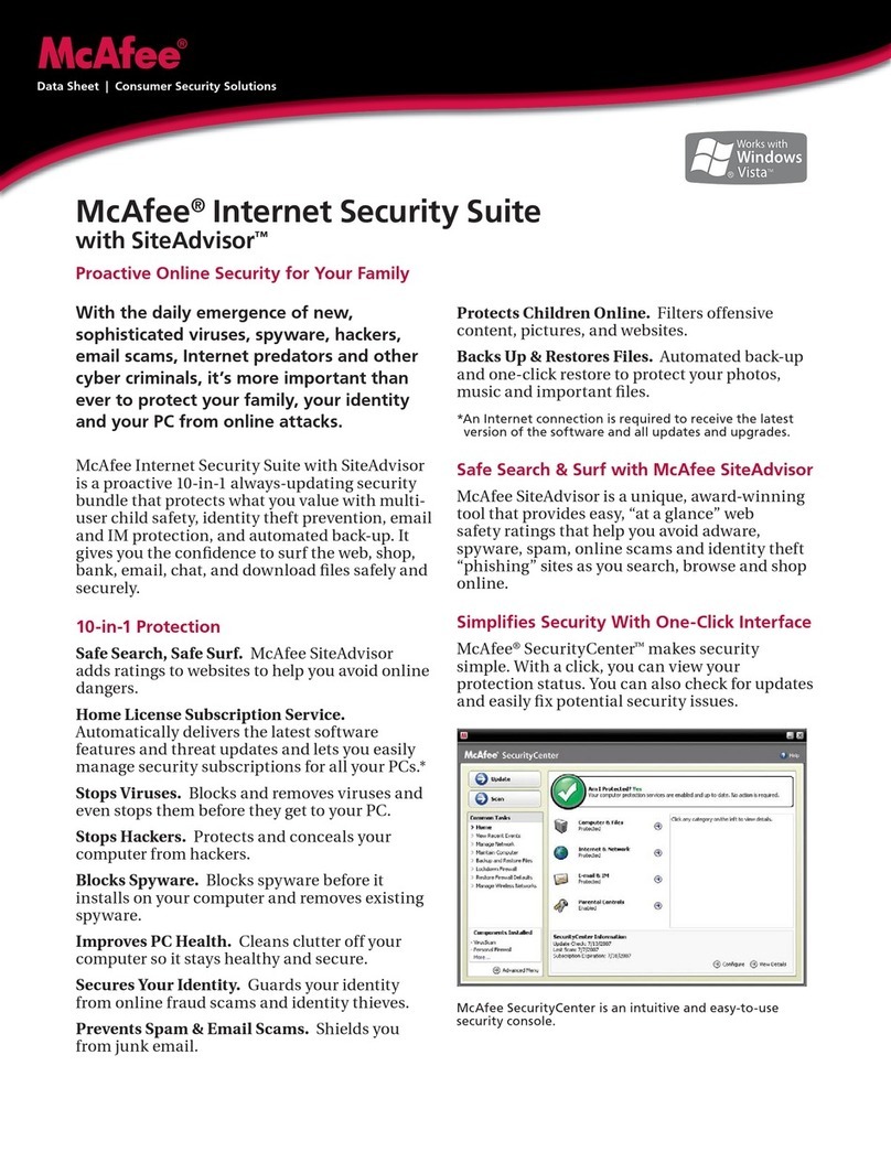 McAfee INTERNET SECURITY 2008 User manual