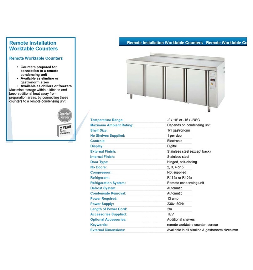 VALERA REMOTE INSTALLATION WORKTABLE COUNTERS User manual