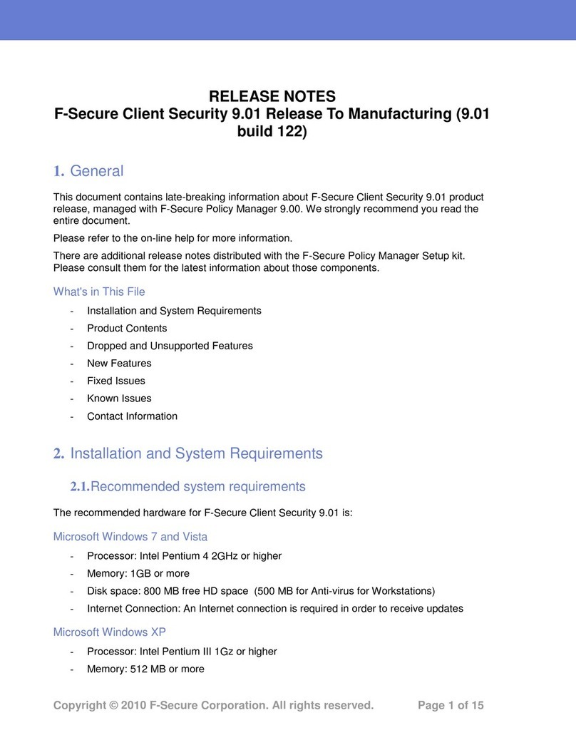 F-SECURE CLIENT SECURITY 9.01 - S Instruction Manual