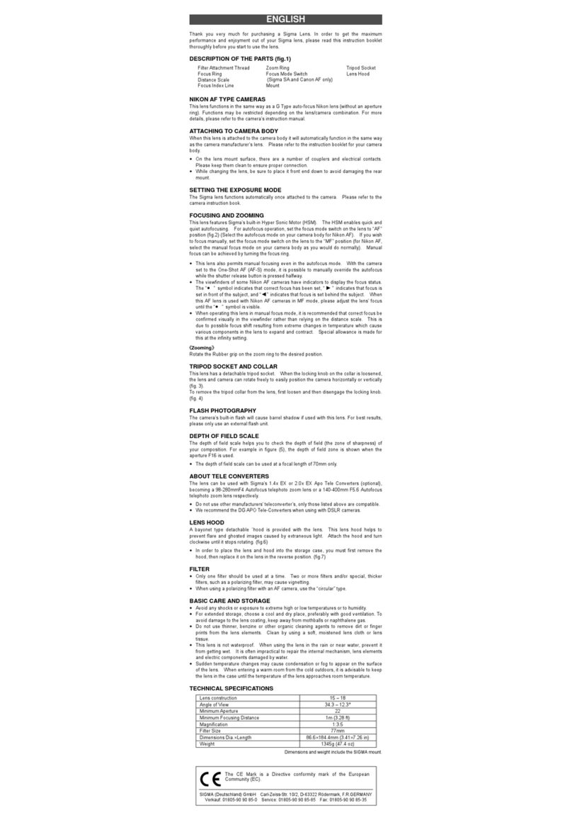 Sigma 579 User manual