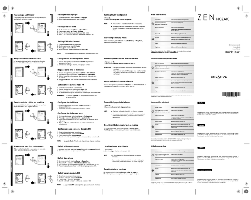 Creative ZEN Mozaic User manual