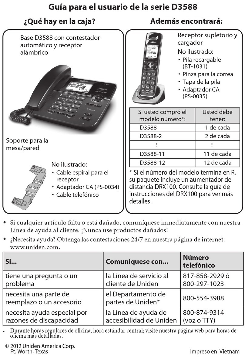 Uniden D3588 User manual