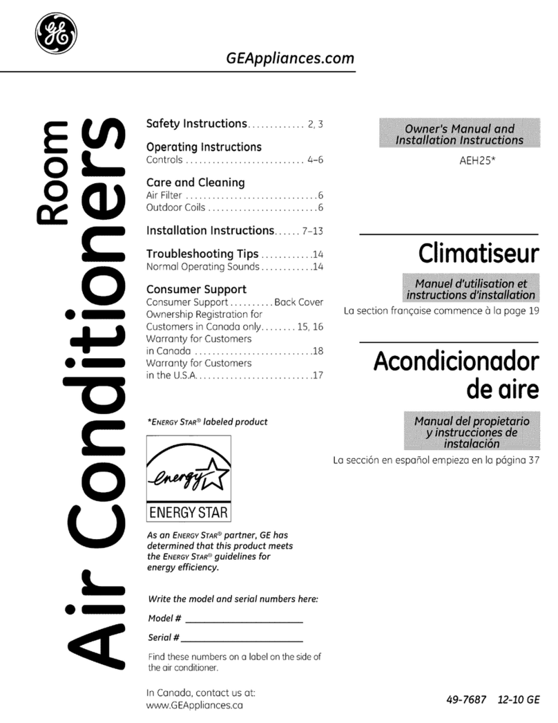 GE CLIMATISEUR AEH25* Operating instructions