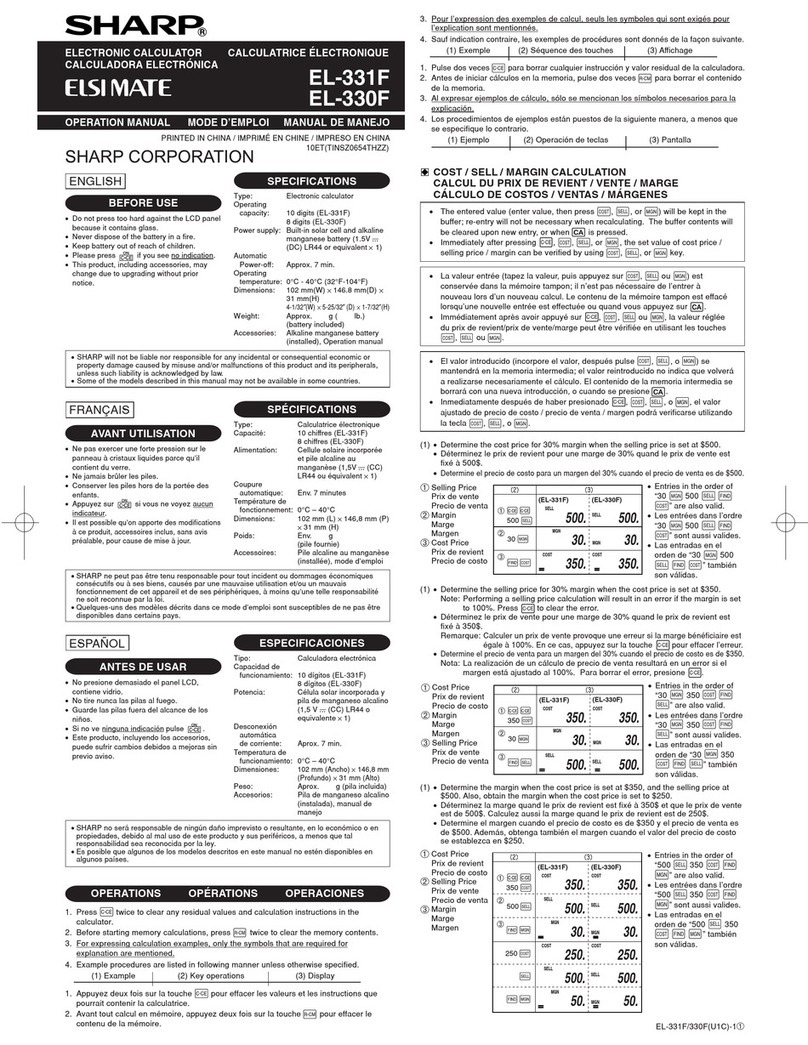 Sharp ELSIMATE EL-331F User manual