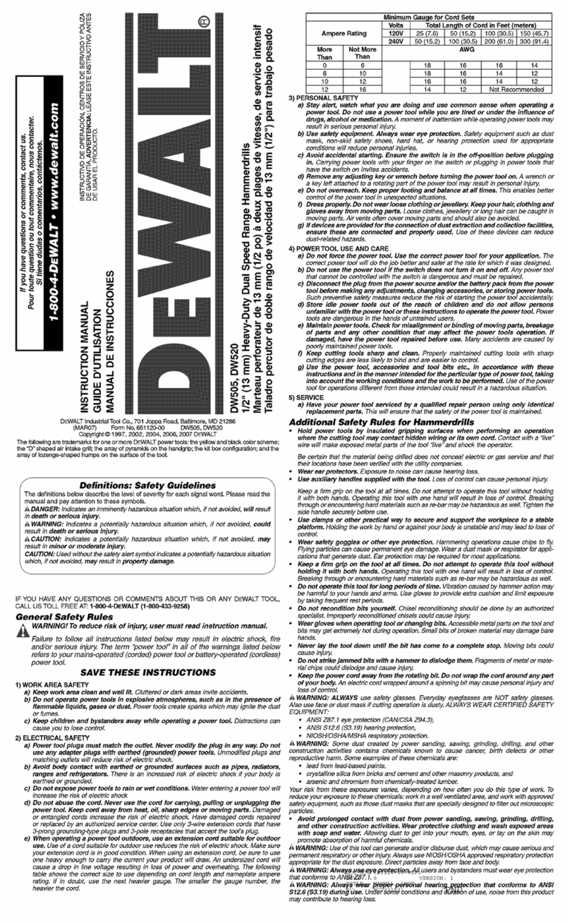 DeWalt DW505 User manual