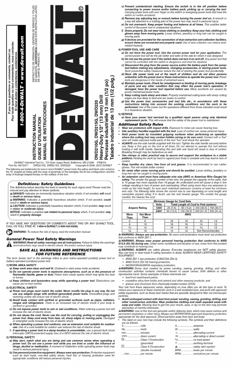 DeWalt DWD210G User manual