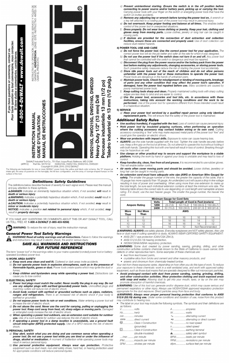 DeWalt DWD210G User manual