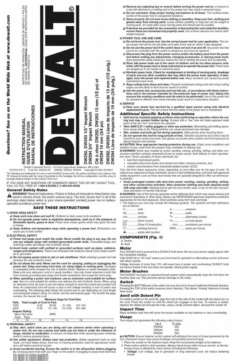 DeWalt DW292 User manual