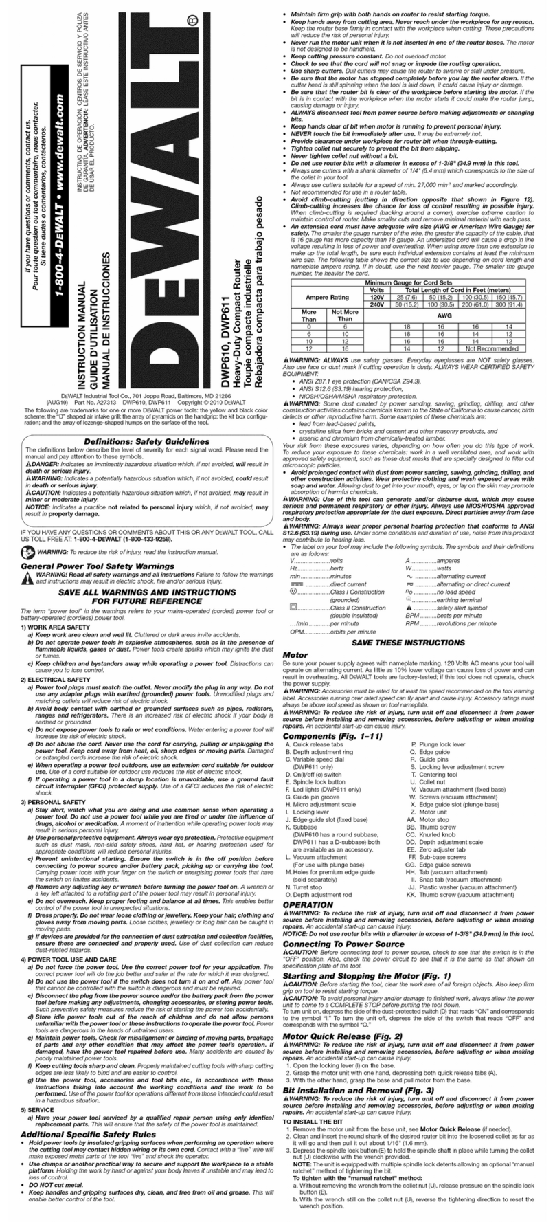 DeWalt DWP610 User manual DeWalt DWP610 User manual