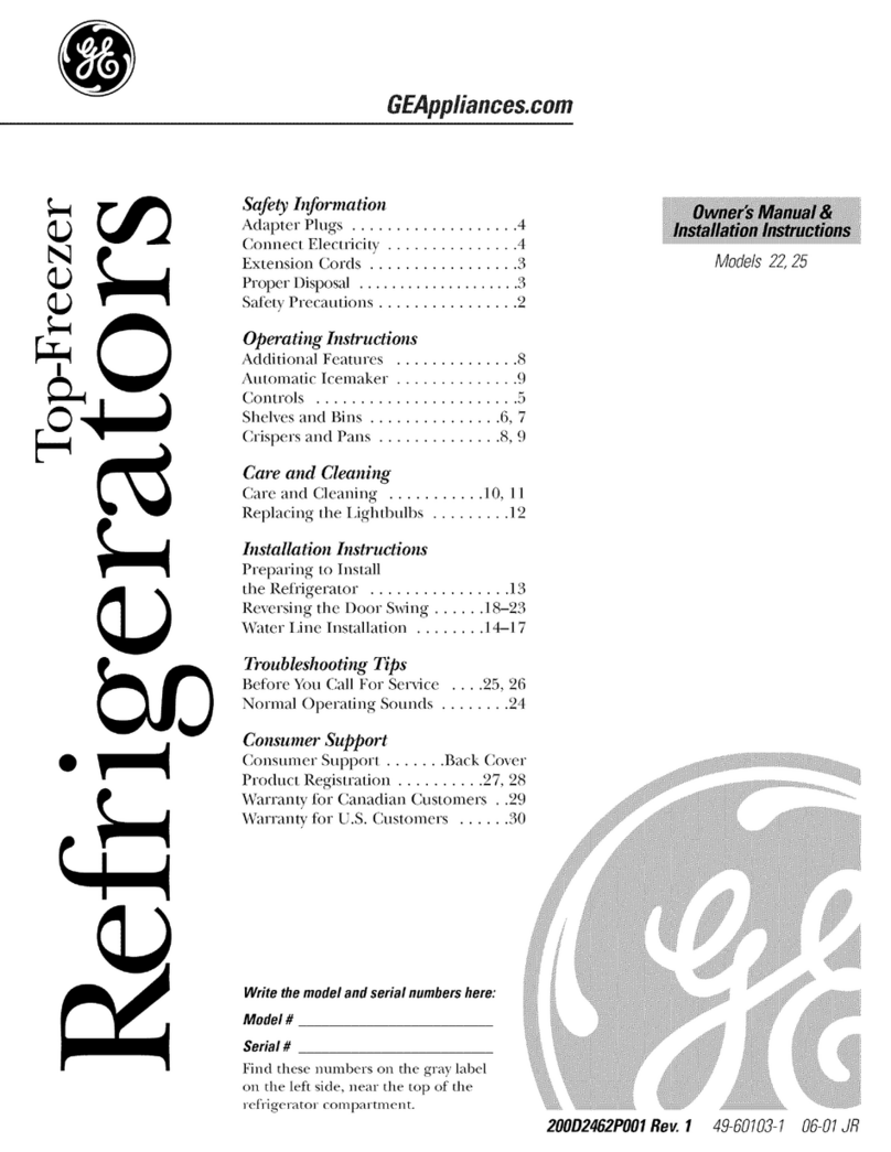 GE SIDE-BY-SIDE REFRIRATOR 22 Service manual