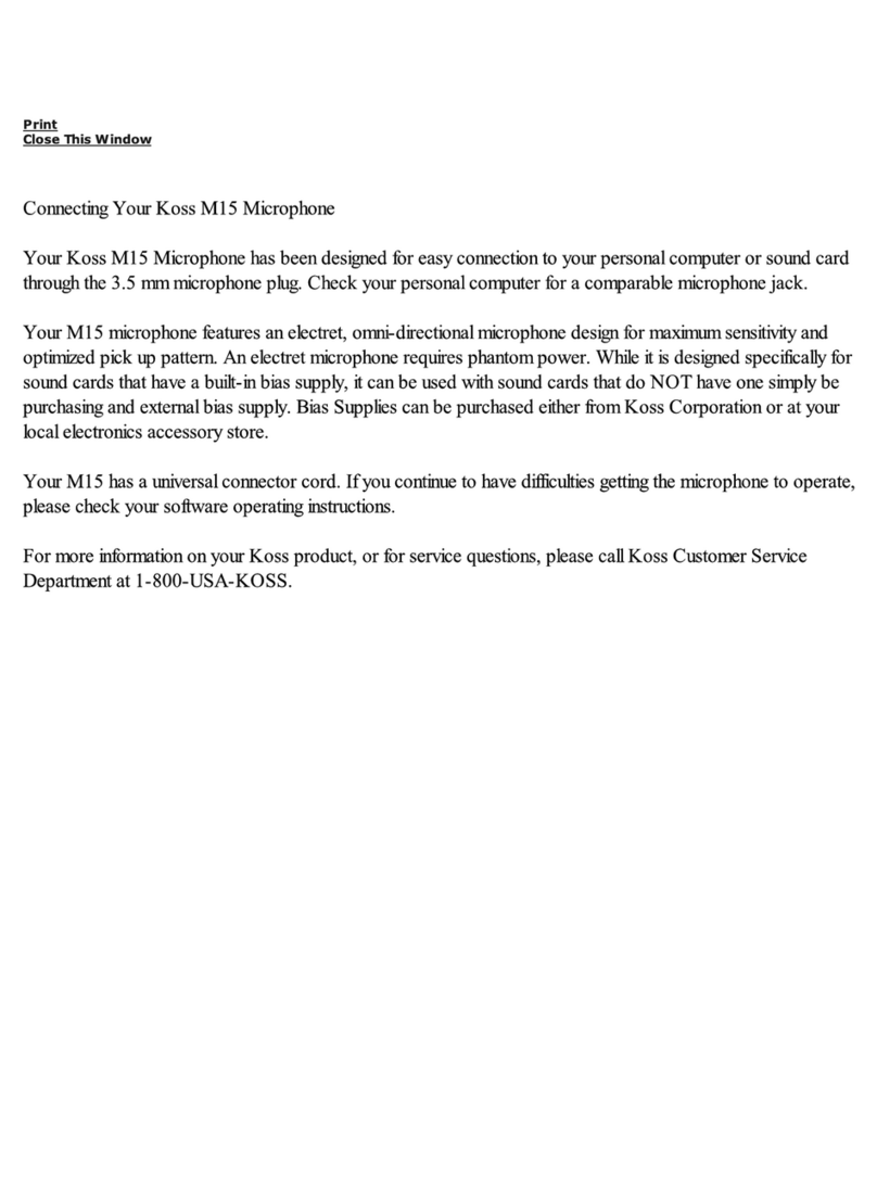 Koss M15 Instruction Manual