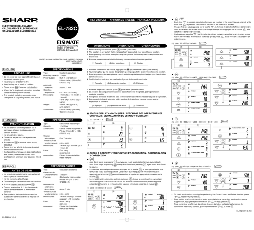 Sharp ELSIMATE EL-782C User manual