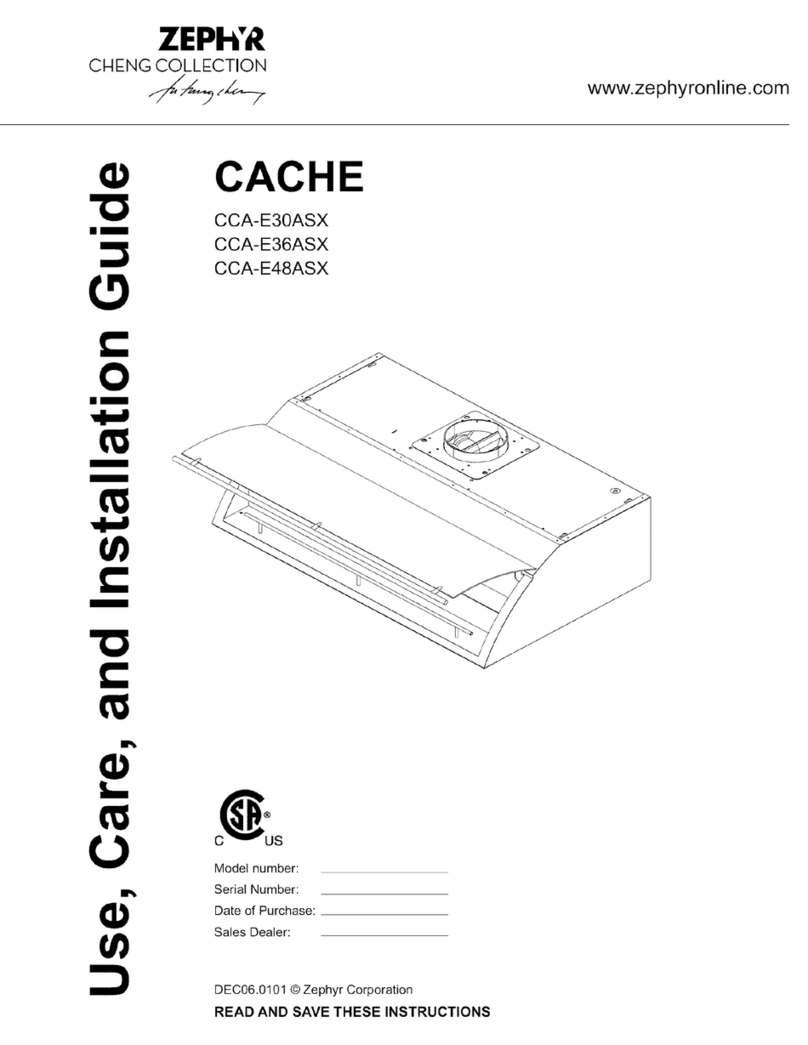 Zephyr CACHE CCA-E36ASX Use Installation guide