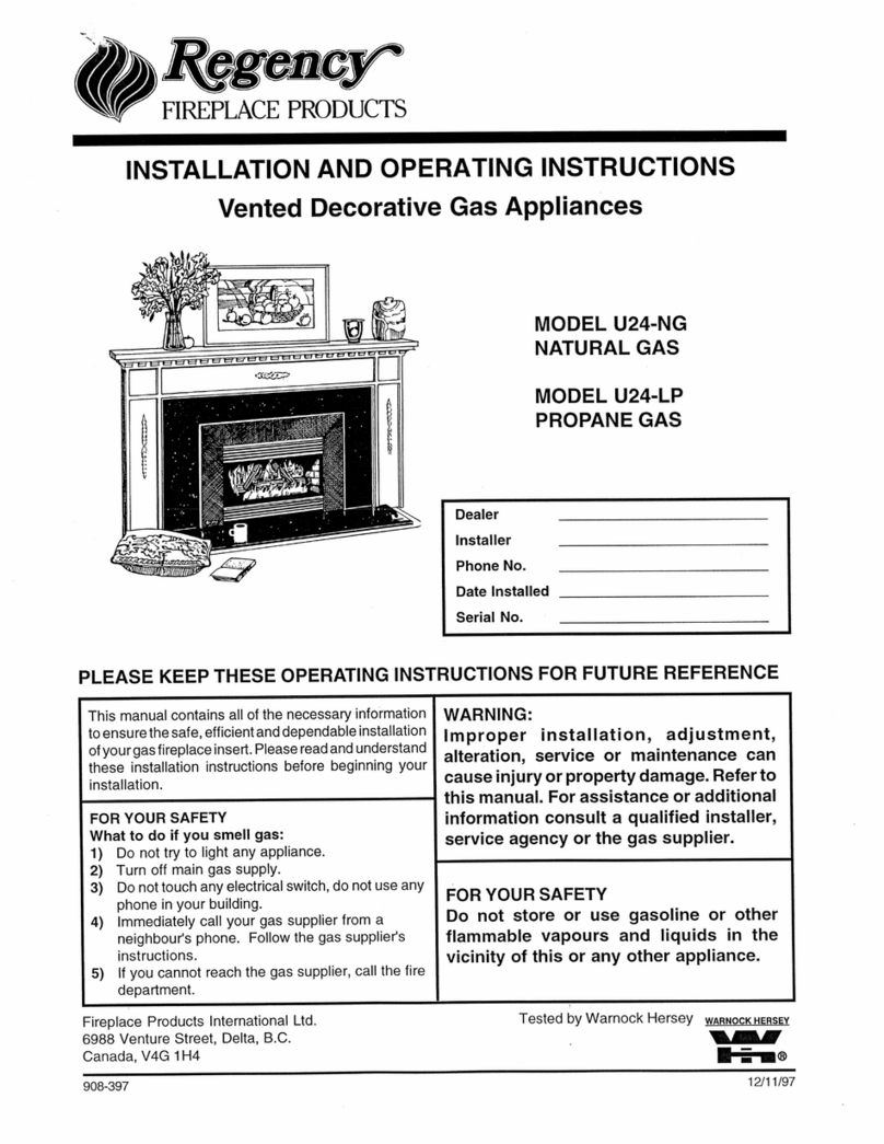 Regency U24-NG and Owner's manual Regency U24-NG and Owner's manual