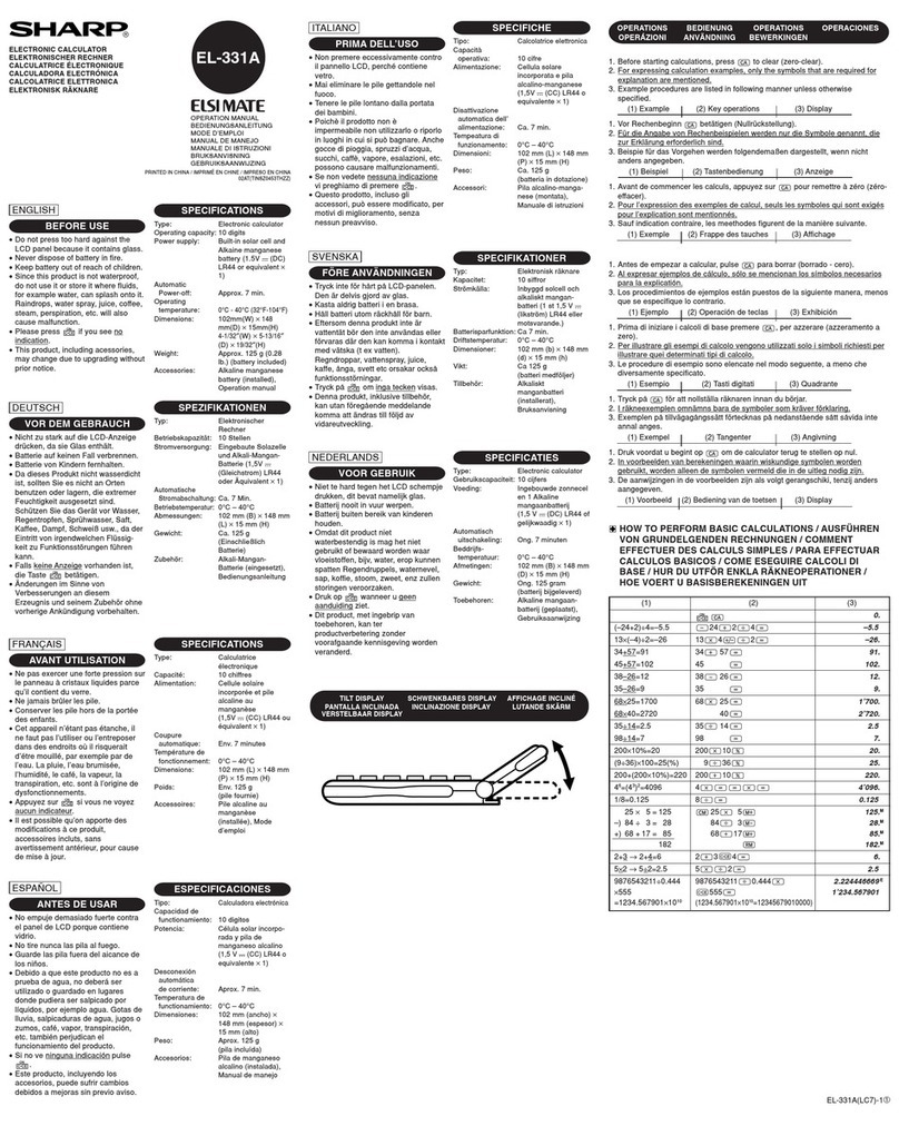 Sharp Elsi Mate EL-331A User manual