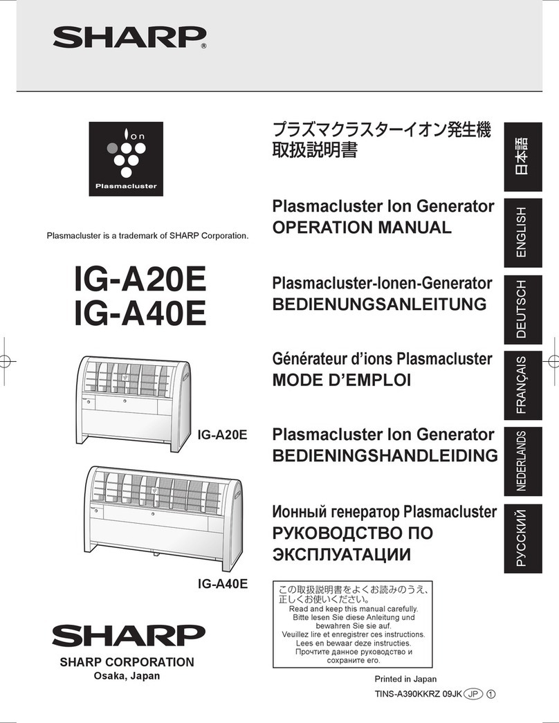 Sharp Plasmacluster IG-A20E User manual