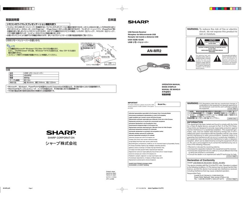 Sharp AN-MR2 User manual