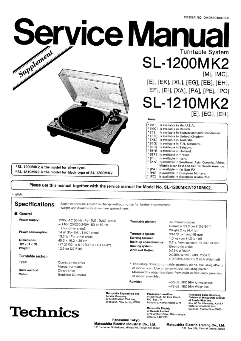 Technics SL-1200MK2 Operating manual