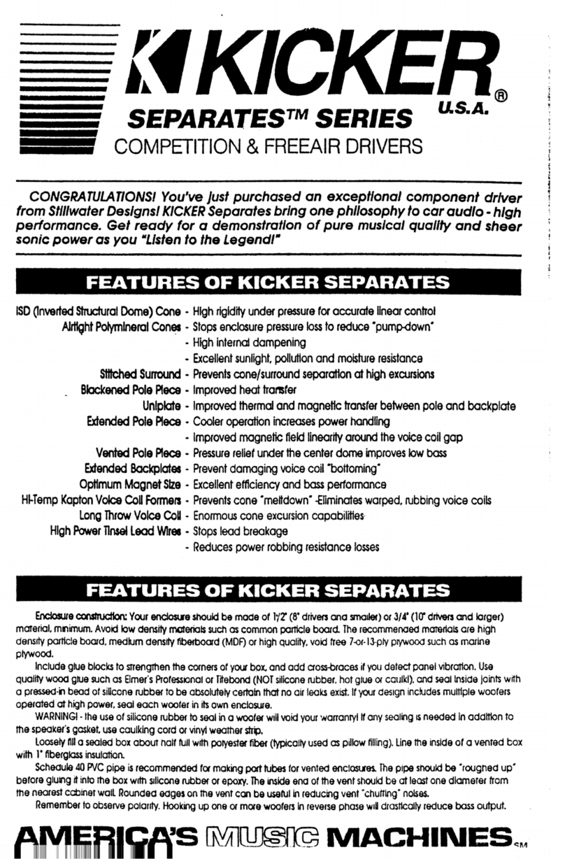 Kicker Separates Series User manual