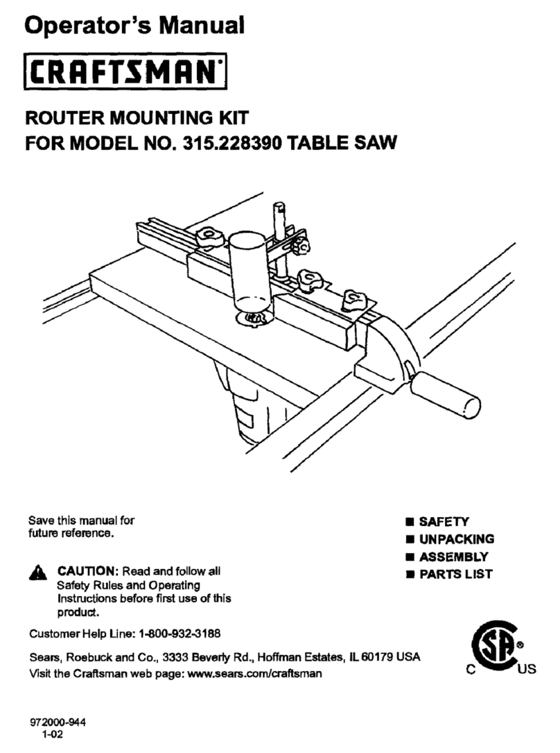 Craftsman ROUTER MOUNTING KIT User manual