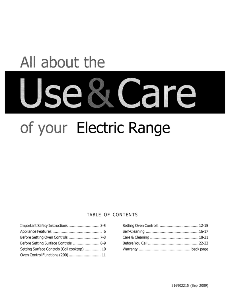 Electrolux Electric  Range Owner's manual