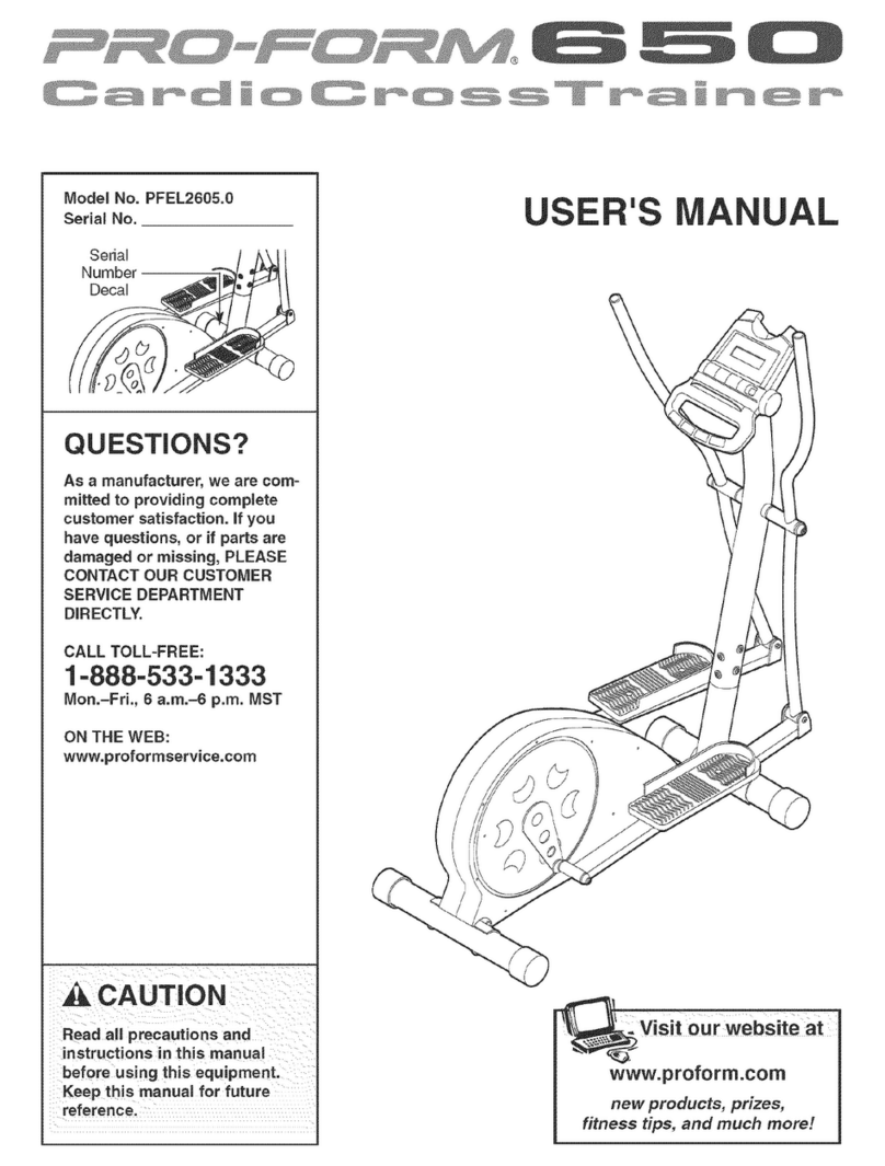 Pro-Form 650 Cardio Cross Trainer Elliptical User manual