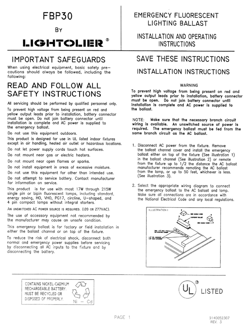 Lightolier FBP30 User manual Lightolier FBP30 User manual
