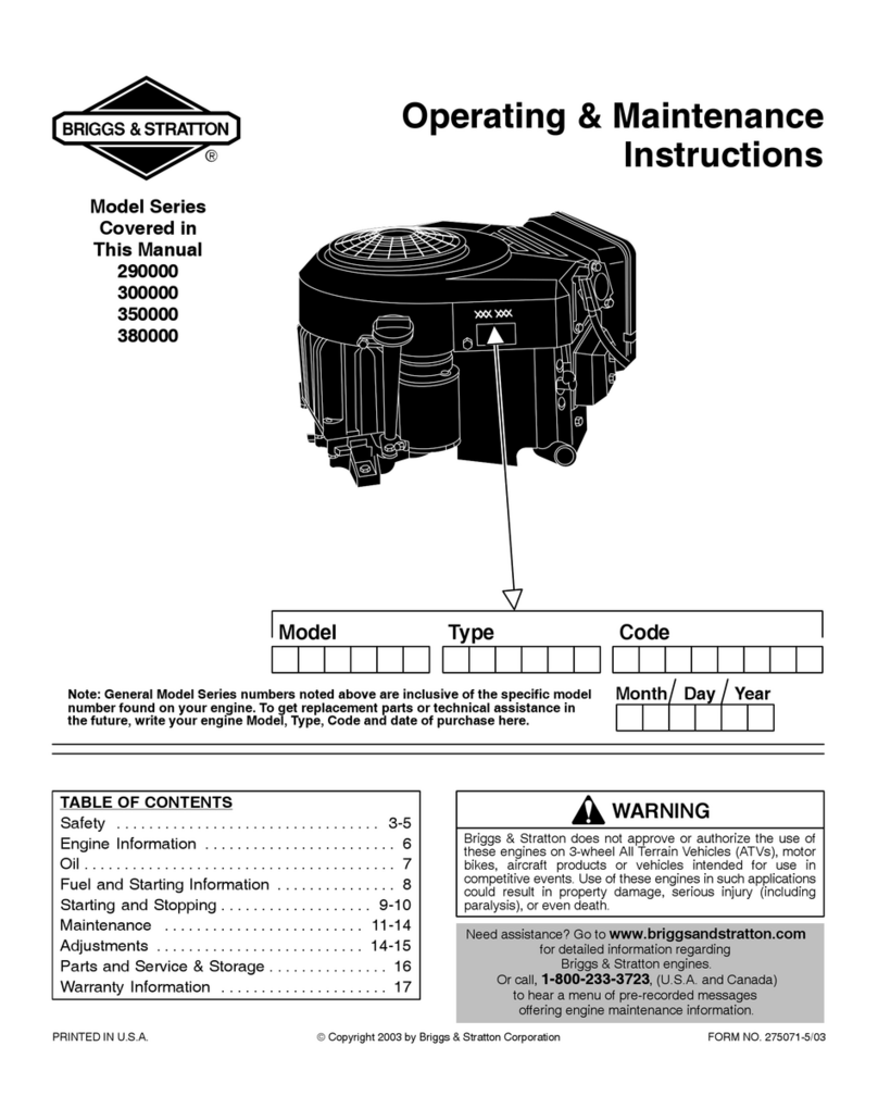 Briggs & Stratton Vanguard 290000 Installation and operation manual Briggs & Stratton Vanguard 290000 Installation and operation manual