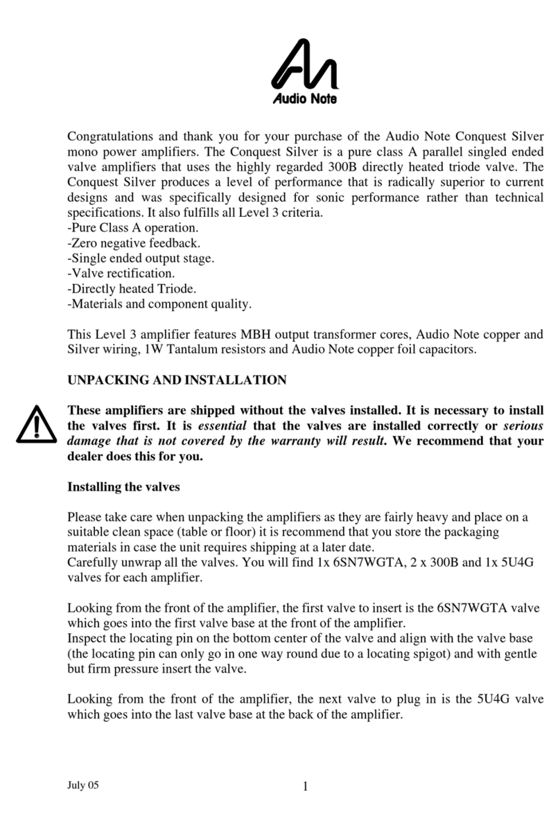 Audio Note Conquest Silver User manual