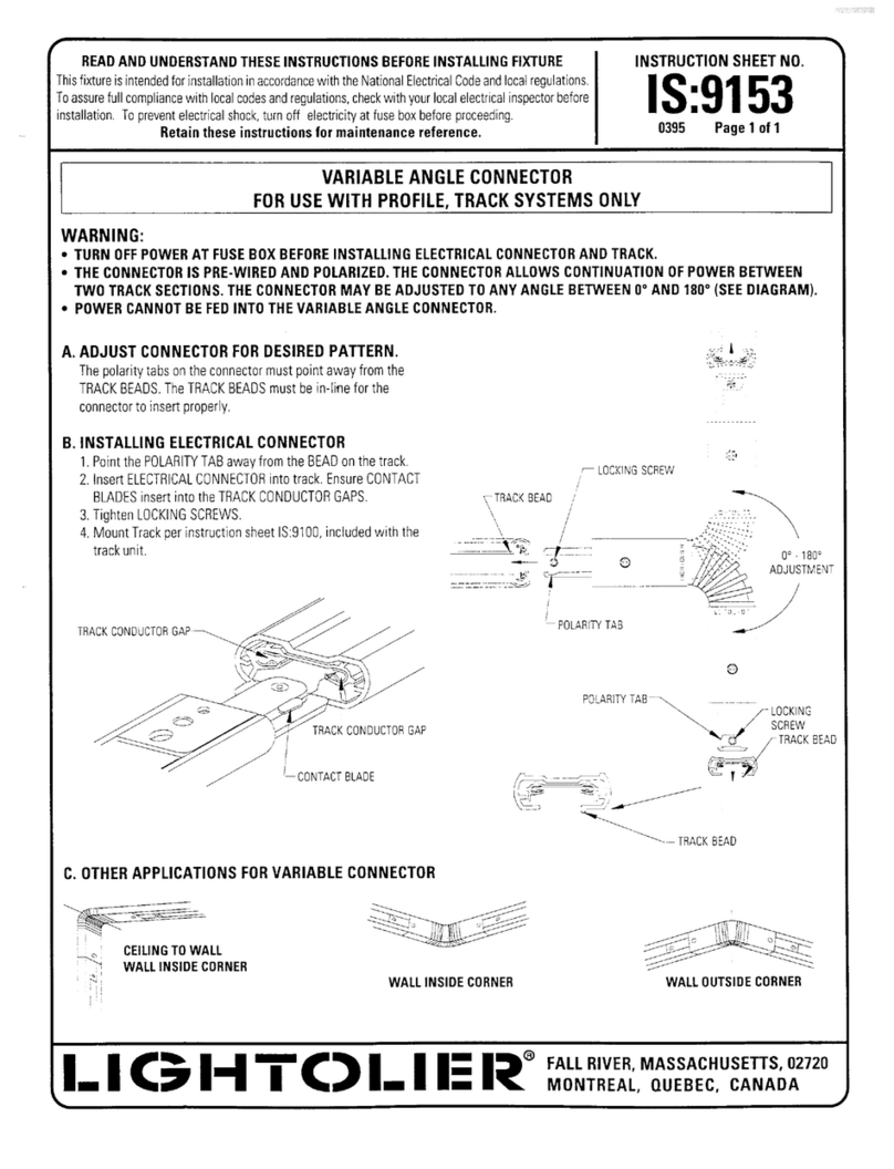 Lightolier VARIABLEANGLECONNECTOR Instructions for use